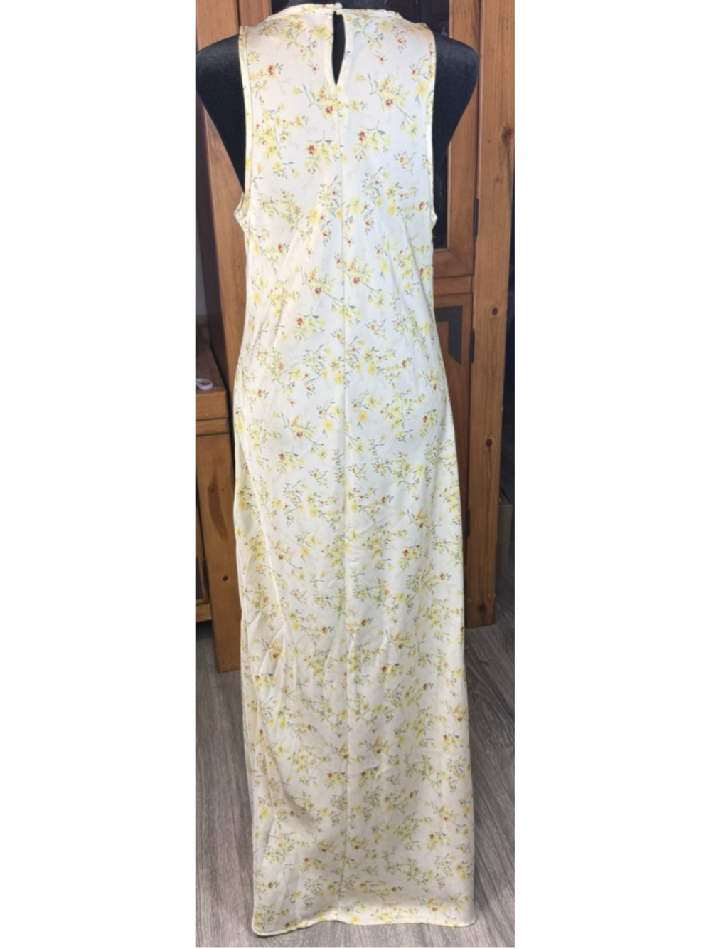 Christian Lacroix Light Yellow Satiny L Floral Maxi Long Dress Medium Sleeveless - Picture 6 of 10
